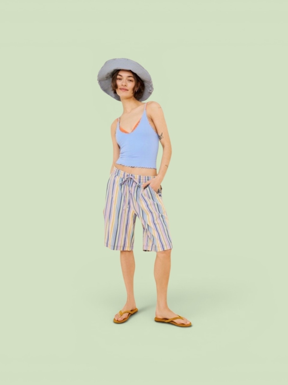 Striped Multicolor Women's Mid-Length Shorts